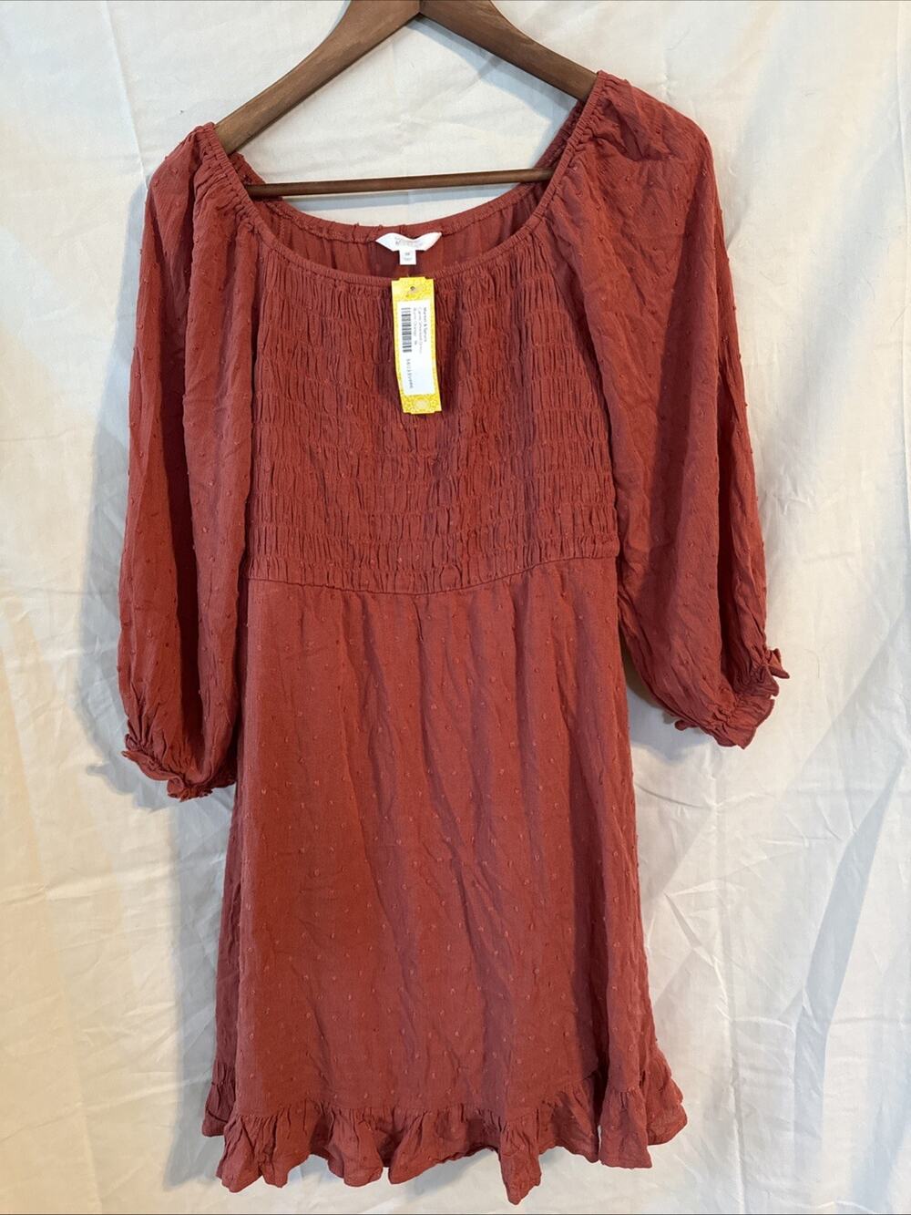 NWT Burnt Orange Smocked Dress Market spruce Stitch Fix Size 16 Boho Indie Fall